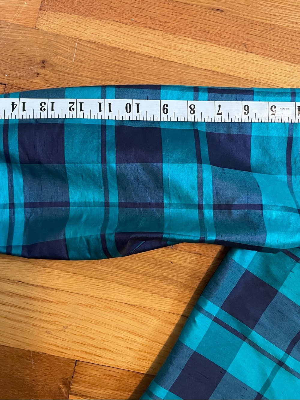 VTG Chico's Silk Blue & Teal Plaid Button-Down Shirt - Picture 6 of 7